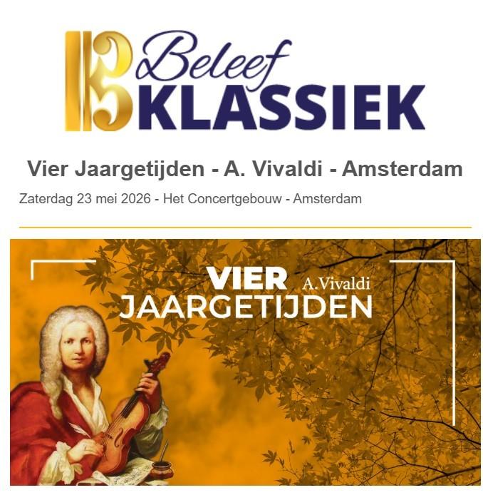 Concertgebouw 4 Jaargetijden - 6 tickets zaterdag 23 mei as., Tickets en Kaartjes, Drie personen of meer, Mei, Instrumentaal