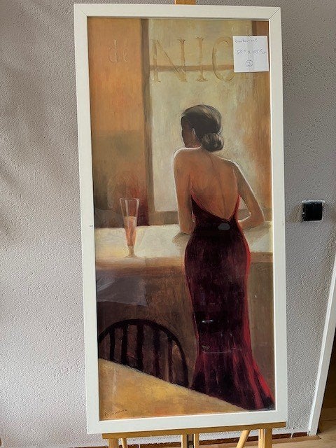 Schilderij, Ophalen, Vintage, Achter glas, Portret of Personen