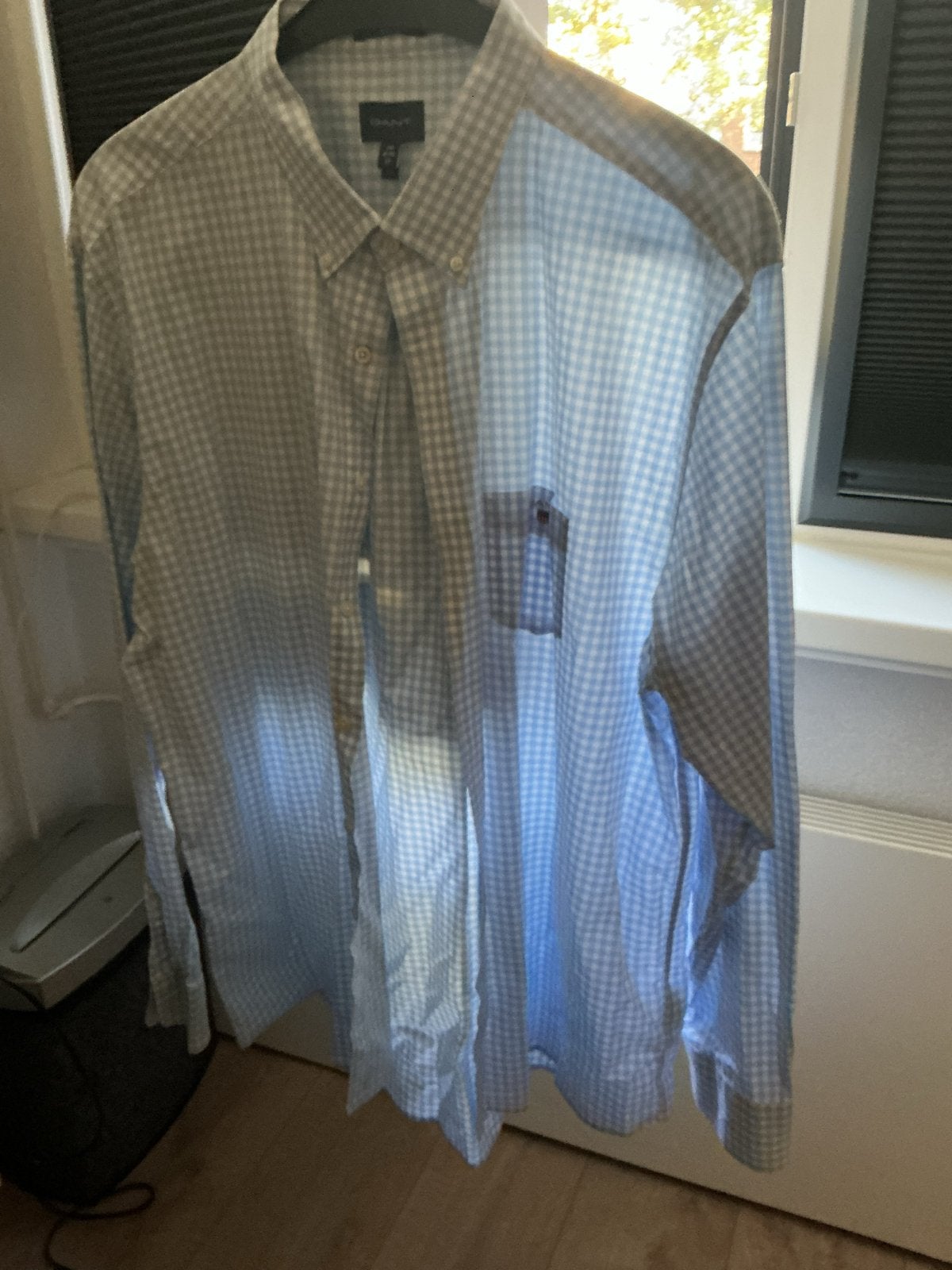 GANT Geruit Overhemd - Lichtblauw/Wit - Maat 3XL (47/48), Ophalen of Verzenden, Zo goed als nieuw, Meerkleurig, Overige halswijdtes