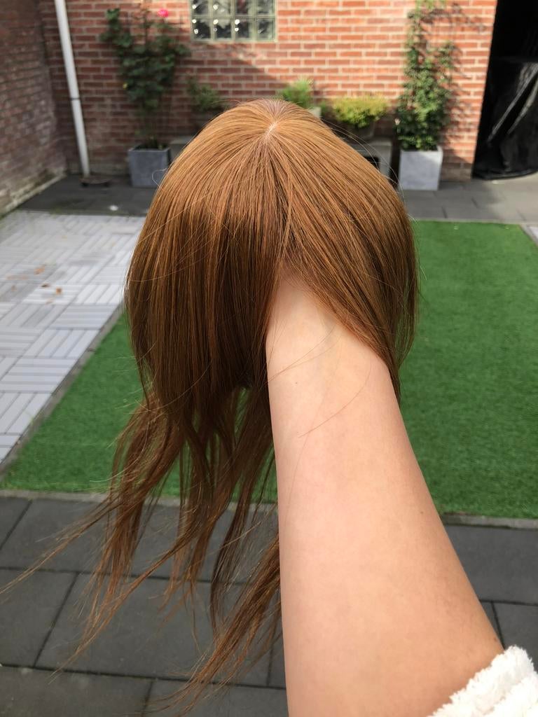 Haar topper pruik oranje bruin koper 100% human hair, Pruik of Haarverlenging, Nieuw, ?, ?