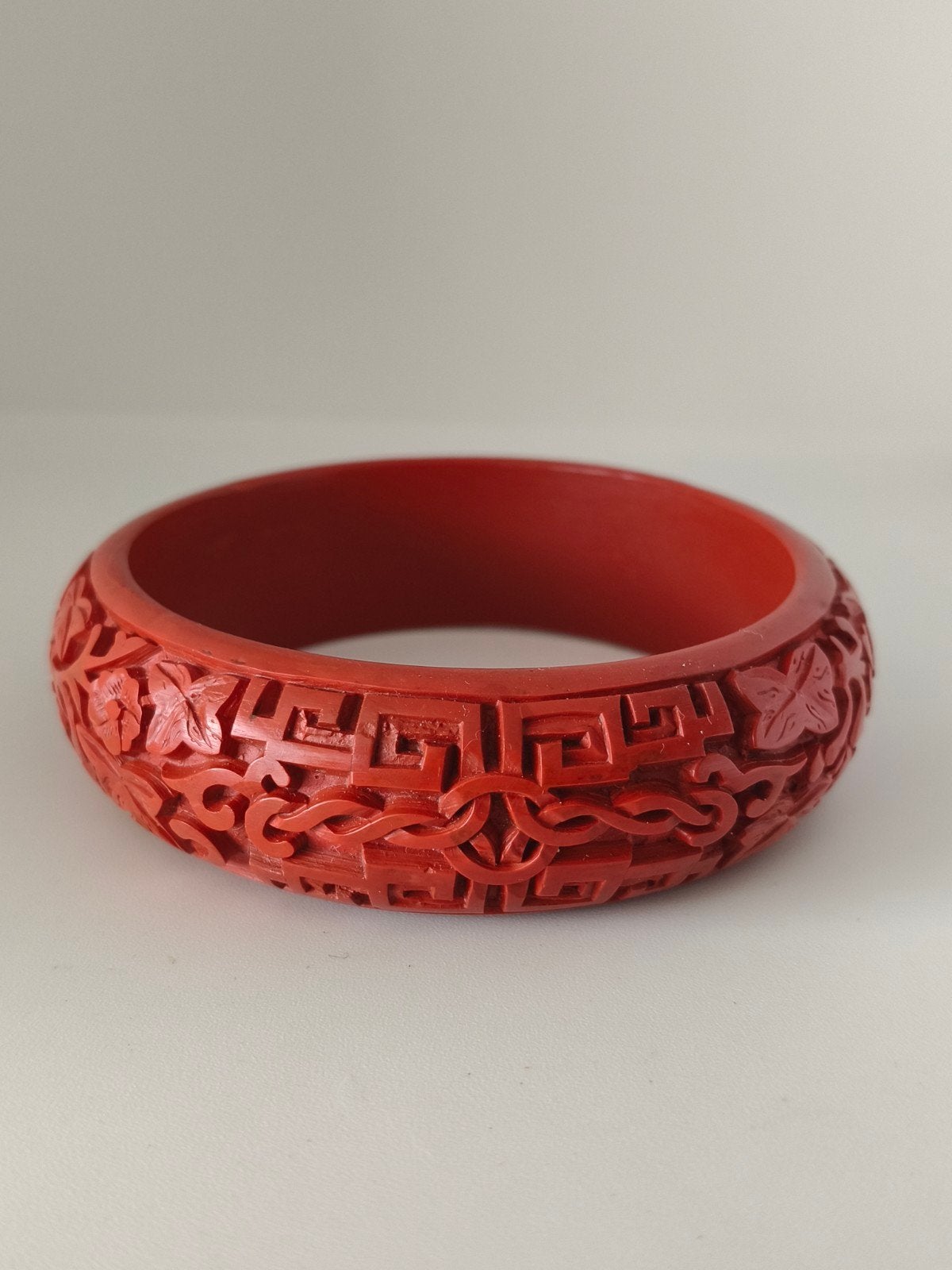 Vintage jaren '70 Chinese cinnaber armband, Sieraden, Tassen en Uiterlijk, Armbanden, Ophalen of Verzenden