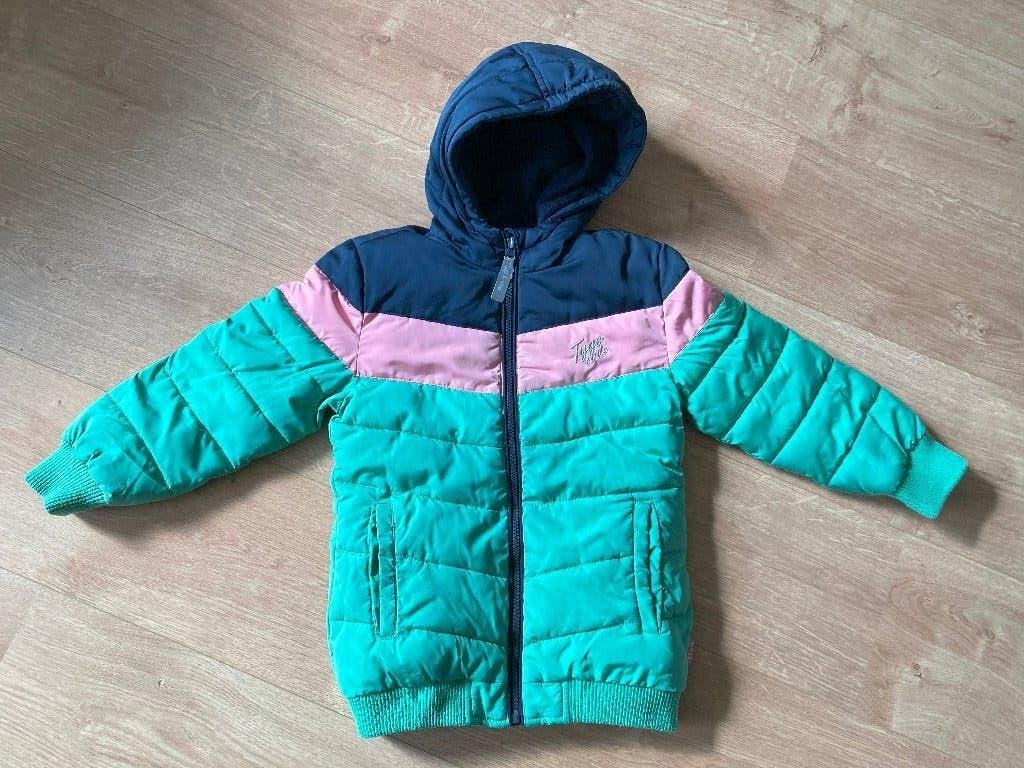 Tygo&Vito meisjes winterjas lichtgroen/roze/navy 110-116, Ophalen of Verzenden, Gebruikt, Maat 116