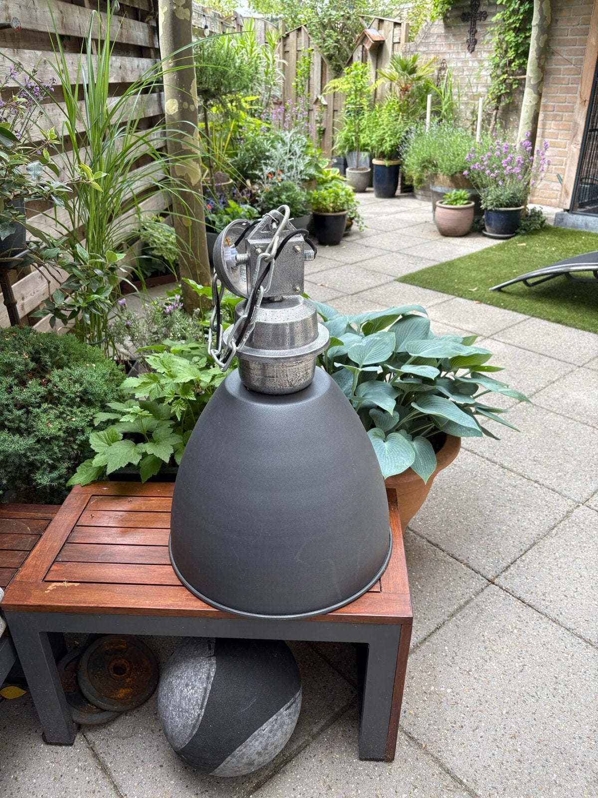 Stoere industriële lamp - grijs/antraciet metaal, Ophalen, Gebruikt, Metaal, Minder dan 50 cm
