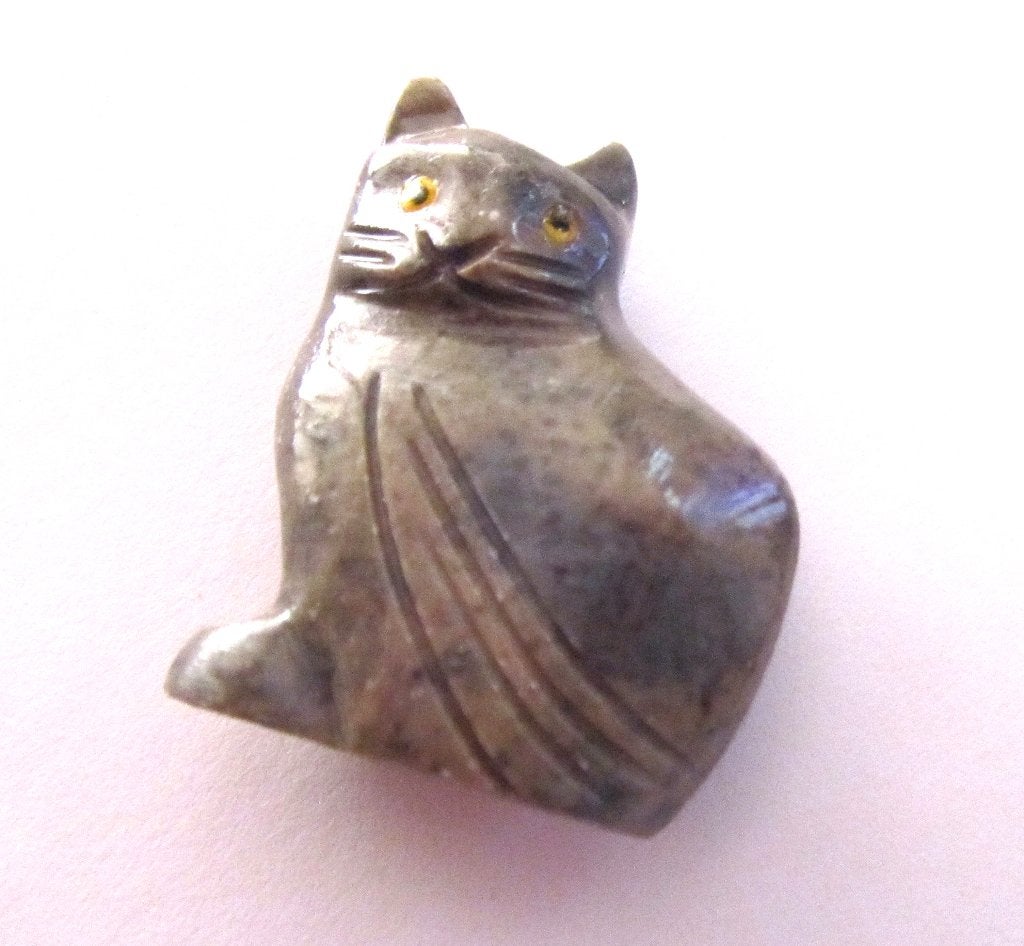 Prachtig handgesneden kattenbeeldje van natuursteen., Verzenden, Zo goed als nieuw, Dier