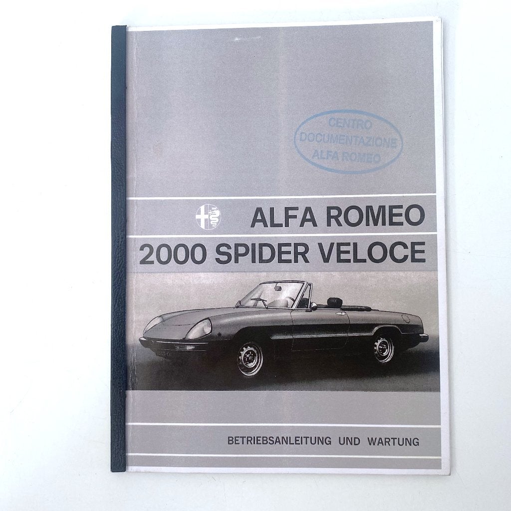 Alfa Romeo 2000 Spider Veloce betriebsanleitung, Verzenden