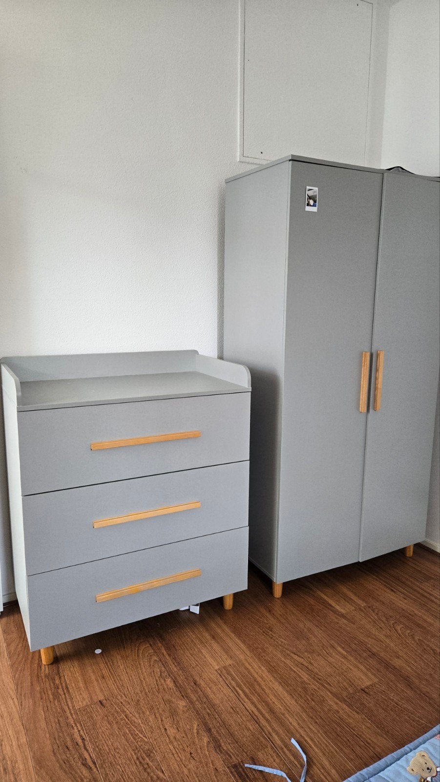 Babykamer set: ledikant, matras & commode - Grijs, Ophalen of Verzenden