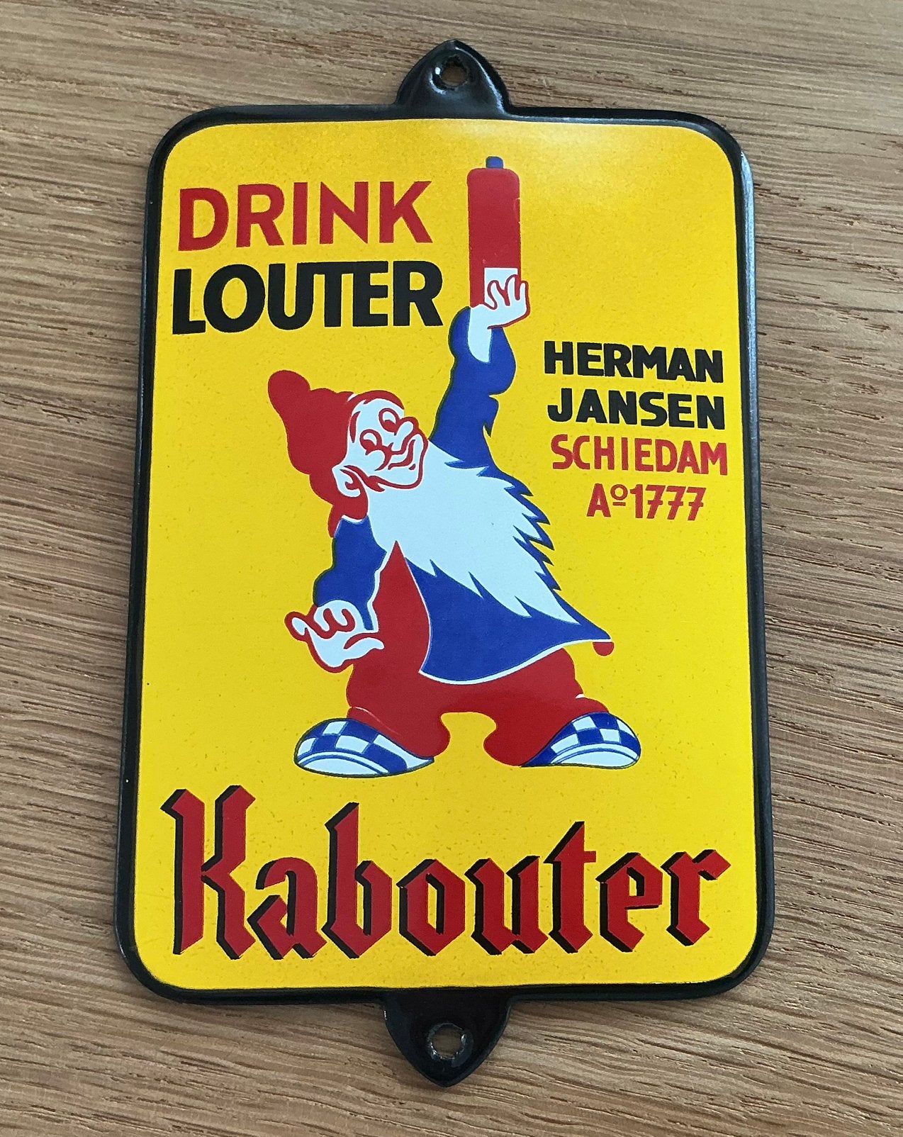 Emaille deurpostje louter kabouter, Verzamelen, Ophalen of Verzenden, Gebruikt, Reclamebord