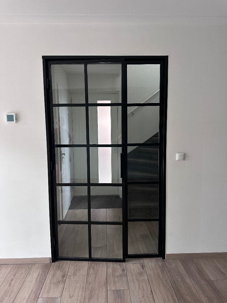 Stalen deur, Doe-het-zelf en Verbouw, Deuren en Horren, Gebruikt, Binnendeur, Glas, 200 tot 215 cm