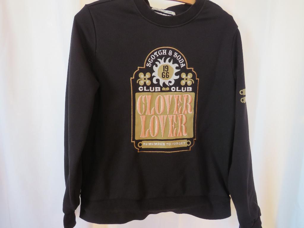 Scotch & Soda zwarte sweater 1966 club clover lover mt M, Maat 38/40 (M), Zwart, Scotch & Soda, Ophalen of Verzenden