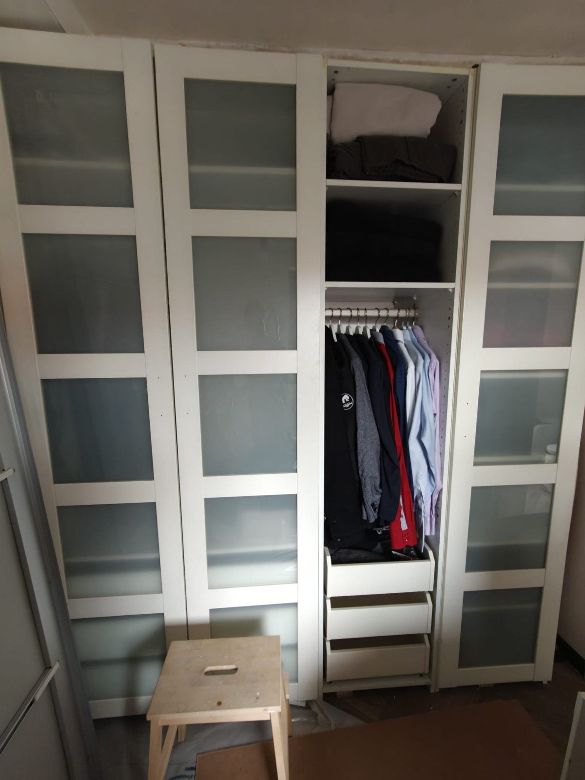 4x IKEA BERGSBO kastdeuren, frosted glas/wit, 50x229 cm, Ophalen, Gebruikt, 200 cm of meer, 50 tot 100 cm