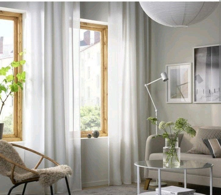Ikea Kant en klaar gordijnen,1 paar wit + plooiband, Ophalen, Wit