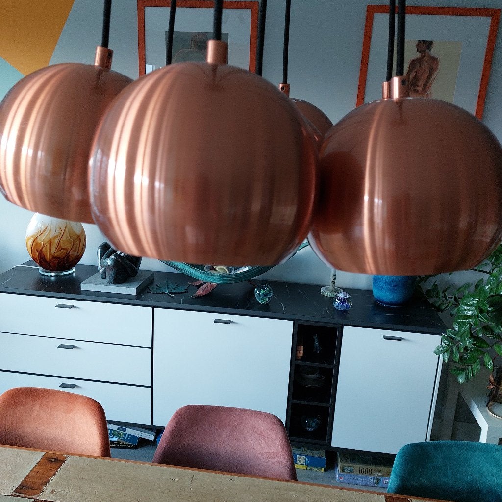 koperkleurige bollen hanglamp (cluster 7 bollen) van Zuiver, Ophalen of Verzenden, Zo goed als nieuw, Metaal