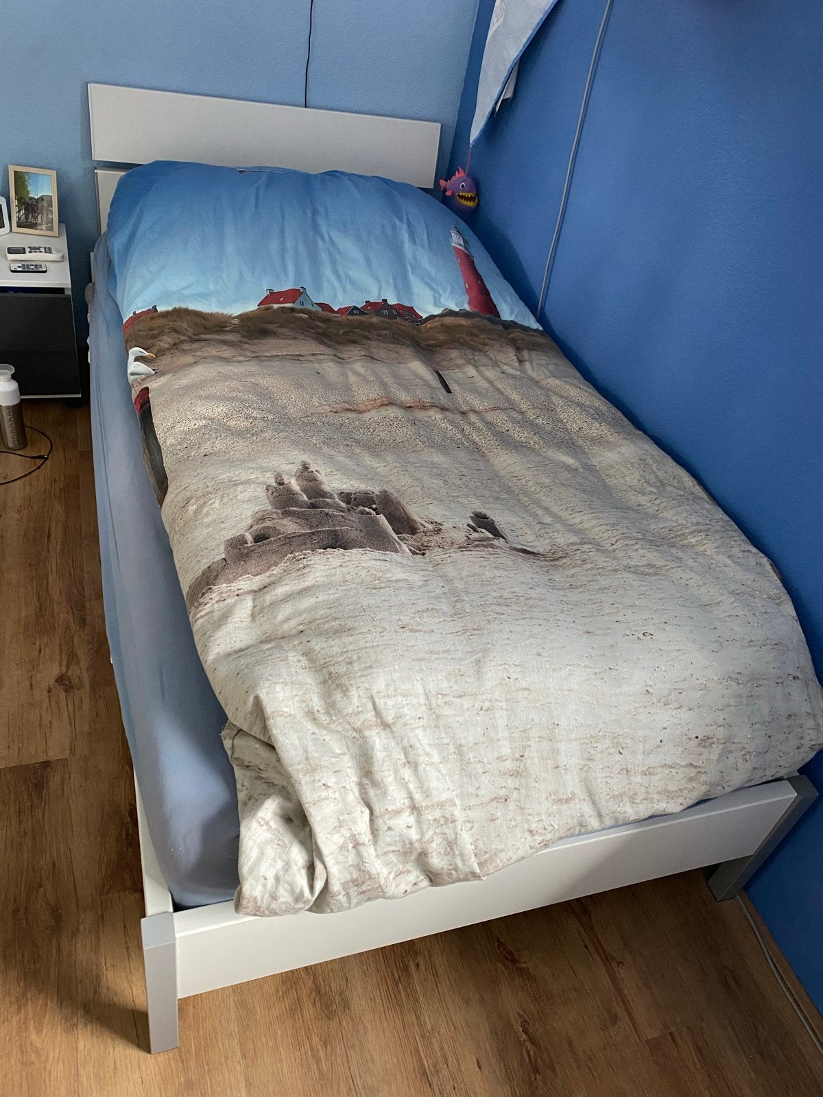 Eenpersoonsbed met lattenbodem en matras, Huis en Inrichting, Gebruikt, 90 cm, Eenpersoons, Wit