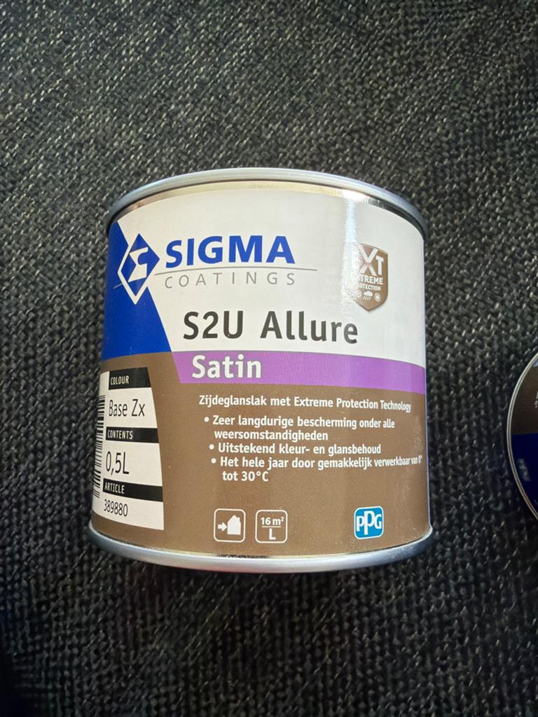 Sigma S2U Allure Satin Zijdeglanslak RAL 9005 0.5L, Doe-het-zelf en Verbouw, Ophalen of Verzenden, Nieuw, Overige typen