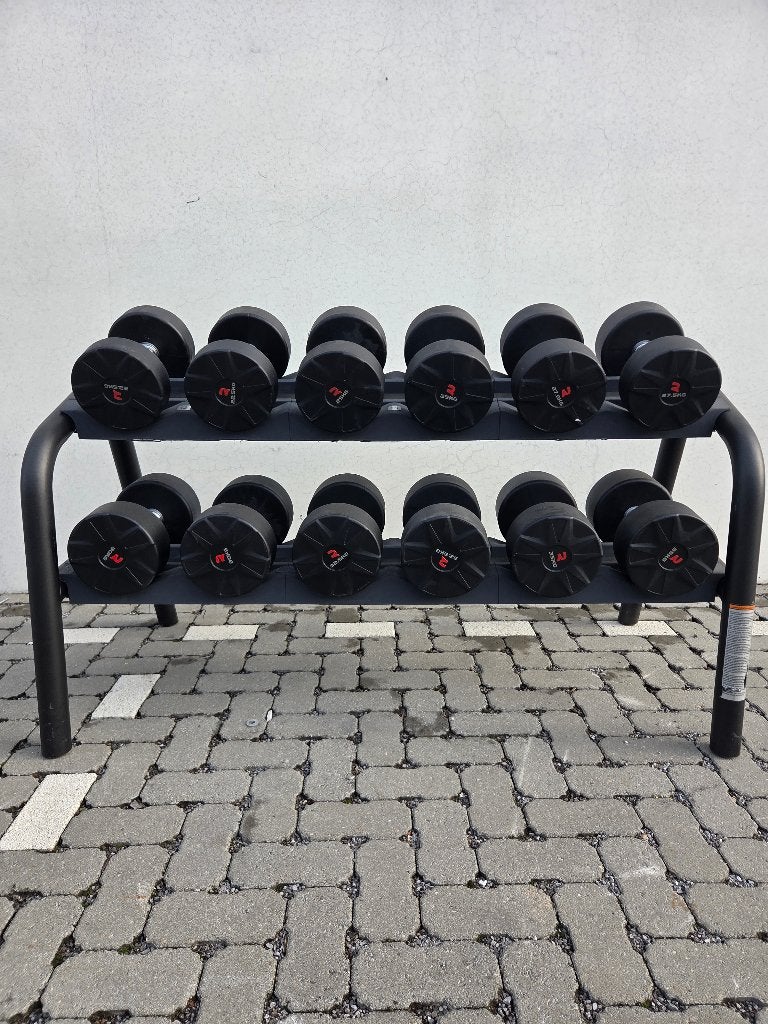 Dumbbells nooit gebruikt 22,5 t/m 35 kg incl rack