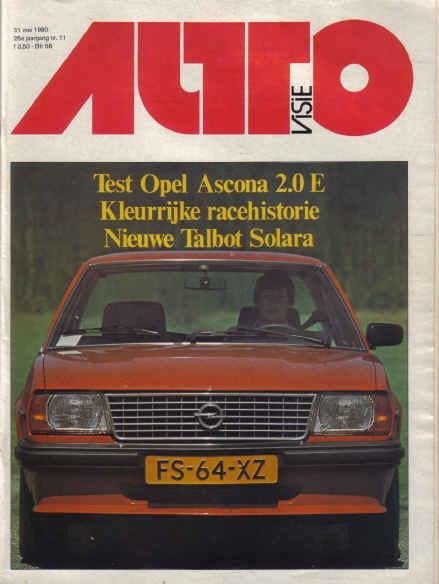 Autovisie 11 1980 : Opel Ascona 2.0E SR - Talbot Tagora, Ophalen of Verzenden, Gelezen, Algemeen