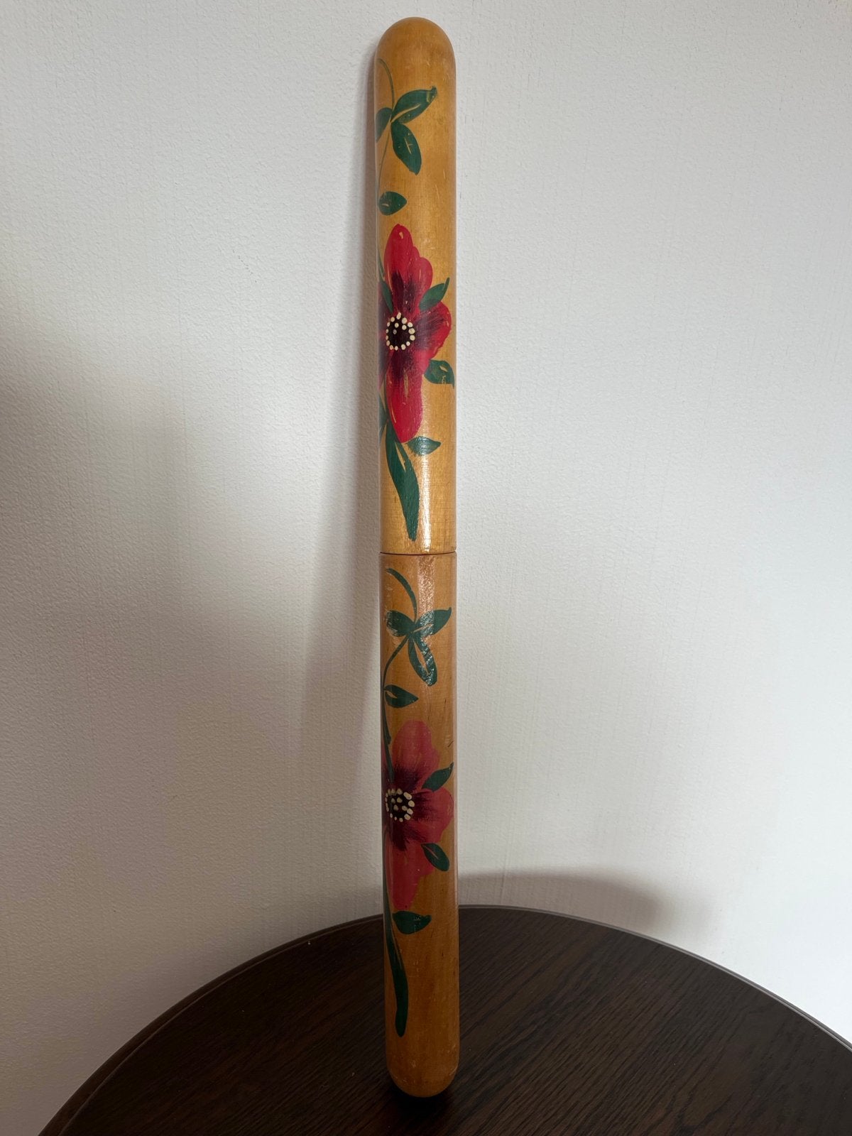 Vintage houten breinaaldenkoker met bloemmotief, Hobby en Vrije tijd, Breien en Haken, Ophalen of Verzenden, Gebruikt, Breien