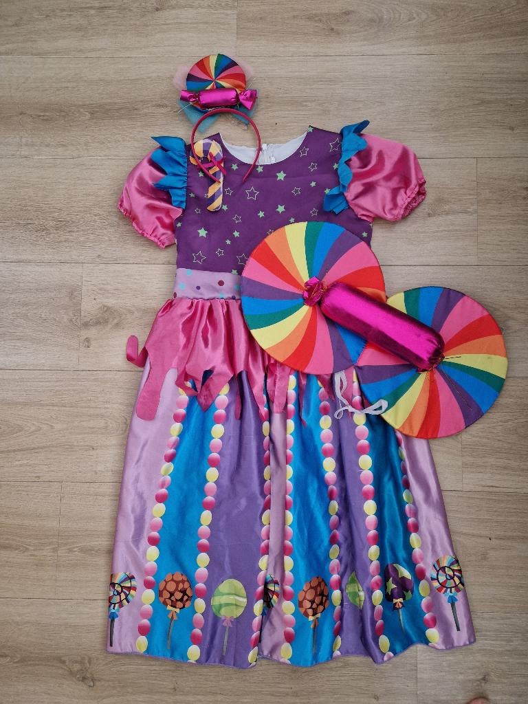 Verkleedset snoepjesjurk Willy Wonka stijl 122/128, Ophalen of Verzenden, Gebruikt, 122 t/m 128, Jongen of Meisje