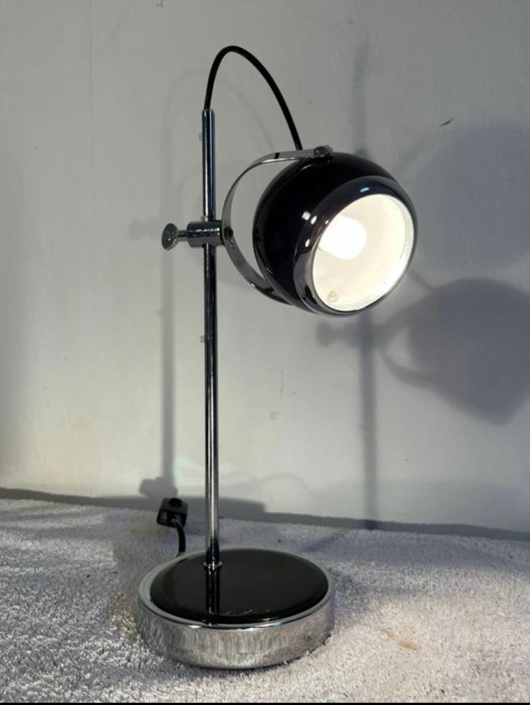 Vintage Bureaulamp / Tafellamp - Chroom & Zwart, Huis en Inrichting, Lampen | Tafellampen, Ophalen of Verzenden, Gebruikt, Metaal