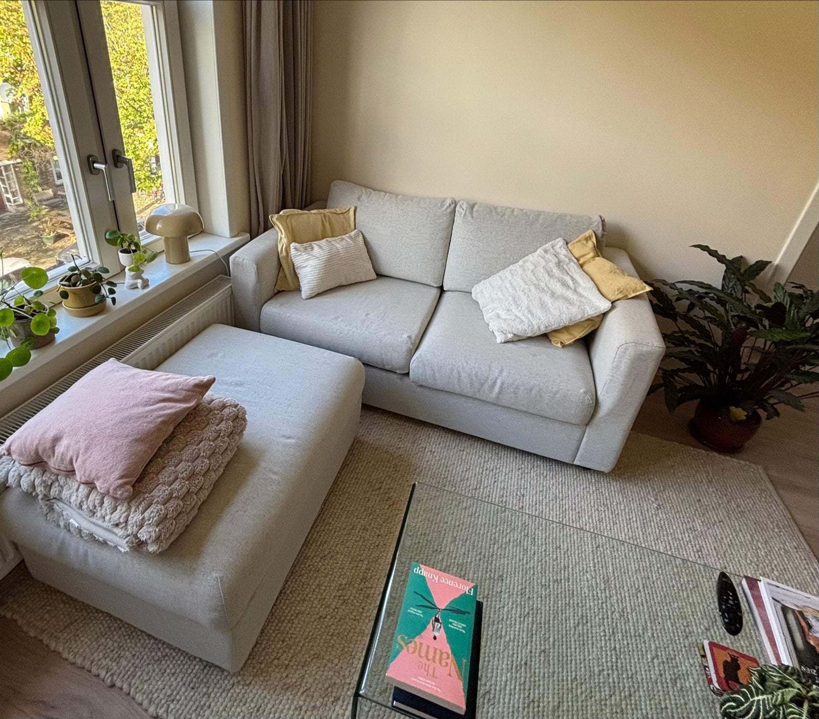 Ikea Vimle 2-zitsbank Gunnared Beige met opbergpoef, Ophalen, 150 tot 200 cm, Tweepersoons, 75 tot 100 cm