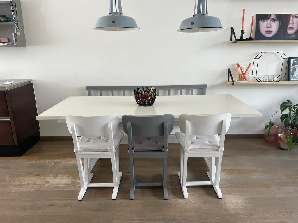 Eetkamer set - tafel, bank en drie stoelen HK living, Ophalen, Gebruikt, 6 tot 8 stoelen