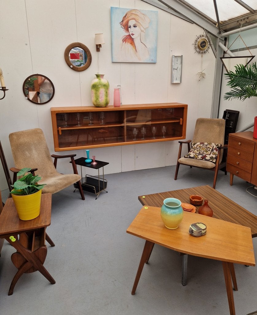 Vintage zwevend dressoir van Dyrlund Silkeborg Deens, 200cm, Huis en Inrichting, Kasten | Dressoirs, ., Ophalen of Verzenden, 200 cm of meer