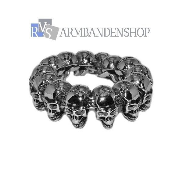 Rvs bikers harley armband " Skull " rvs heren armband, Verzenden, Nieuw, Zilver, Staal