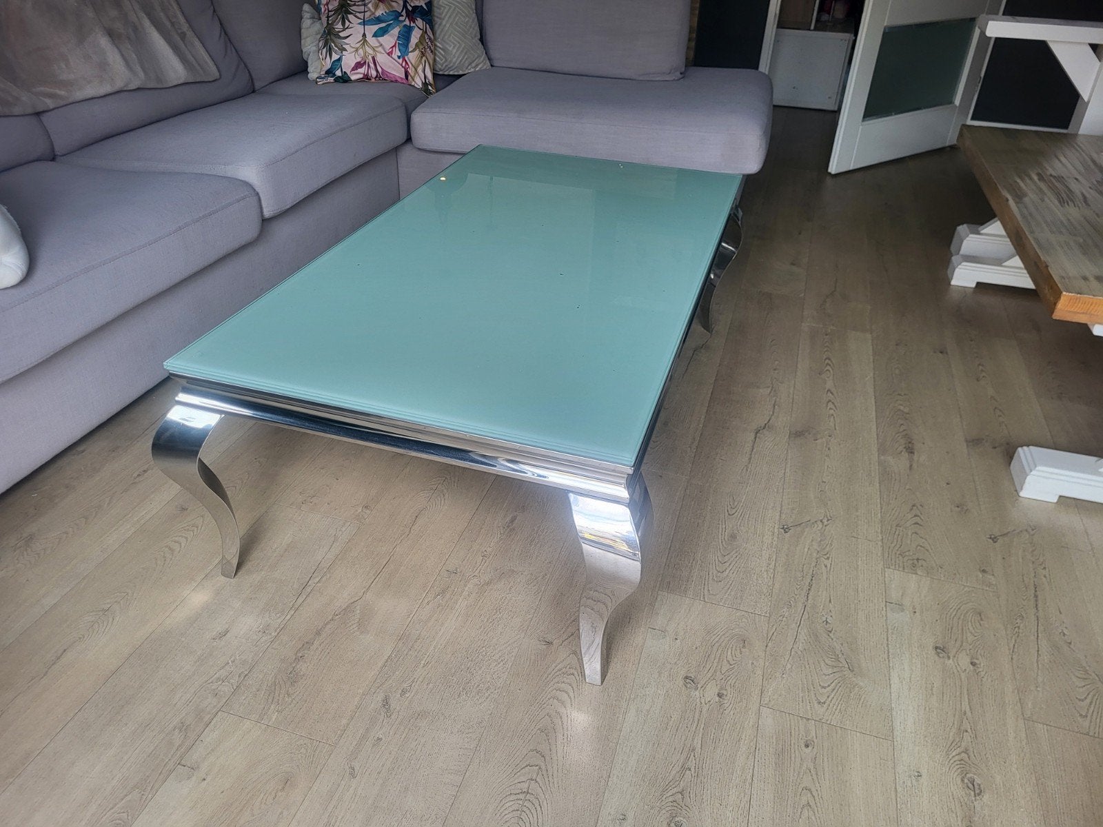 Elegante salontafel MODERN BAROK met opaalglas, 50 – 75, Gebruikt, 100 tot 150 cm, Glas