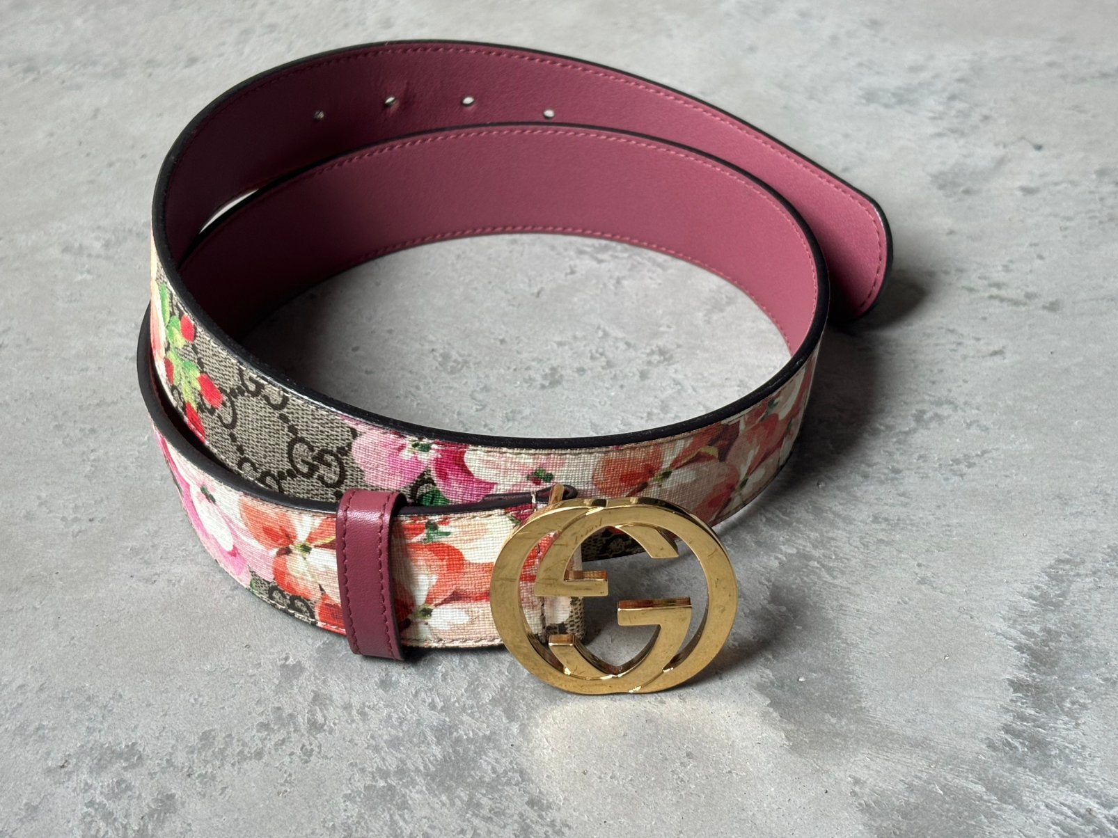 Gucci GG Blooms Riem 85 cm, Ophalen, Echt leder, Heupriem, Zo goed als nieuw