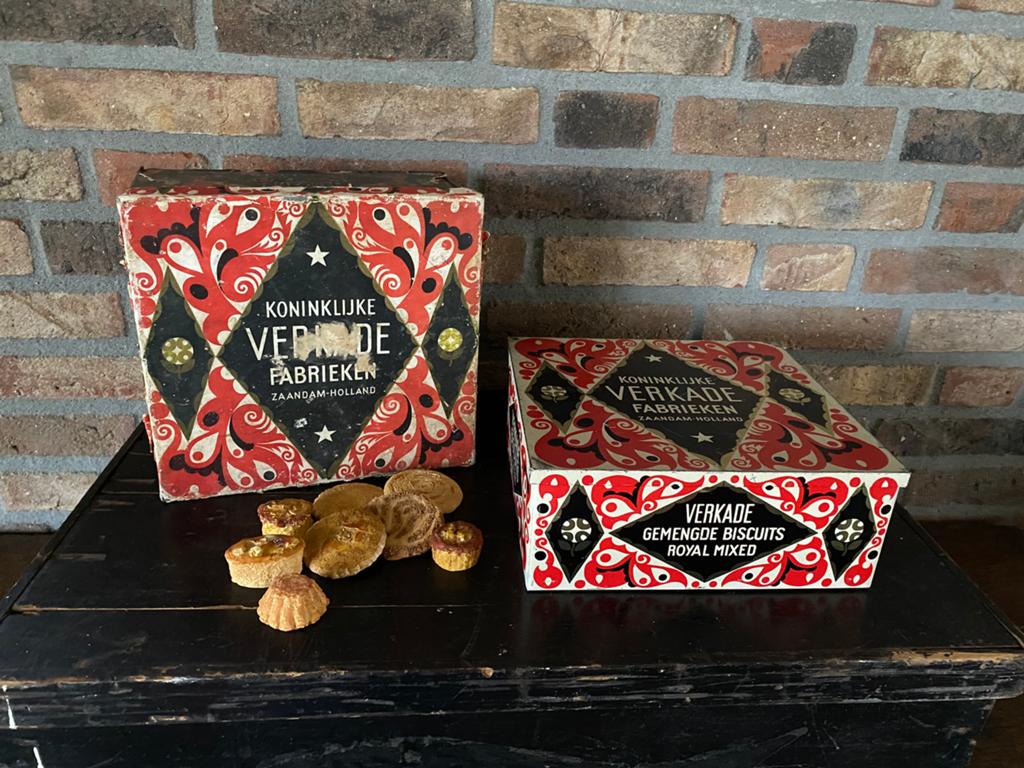 Brocante oude Verkade winkel blikken, Verzamelen, Blikken, Ophalen of Verzenden, Gebruikt, Verkade