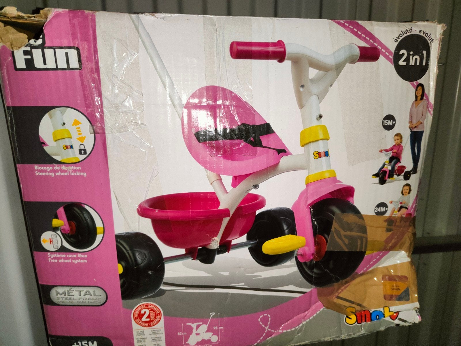 Smoby driewieler 2 in 1 in doos, Ophalen of Verzenden, Nieuw