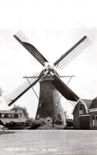 (ZH020) Ansichtkaart Abbenbroek molen De Hoop, Verzamelen, Ophalen of Verzenden, 1960 tot 1980, Ongelopen, Zuid-Holland