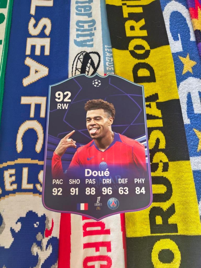 Voetbalkaartje (37cmx25cm) - Doue / PSG, Ophalen, Zo goed als nieuw, Plaatje