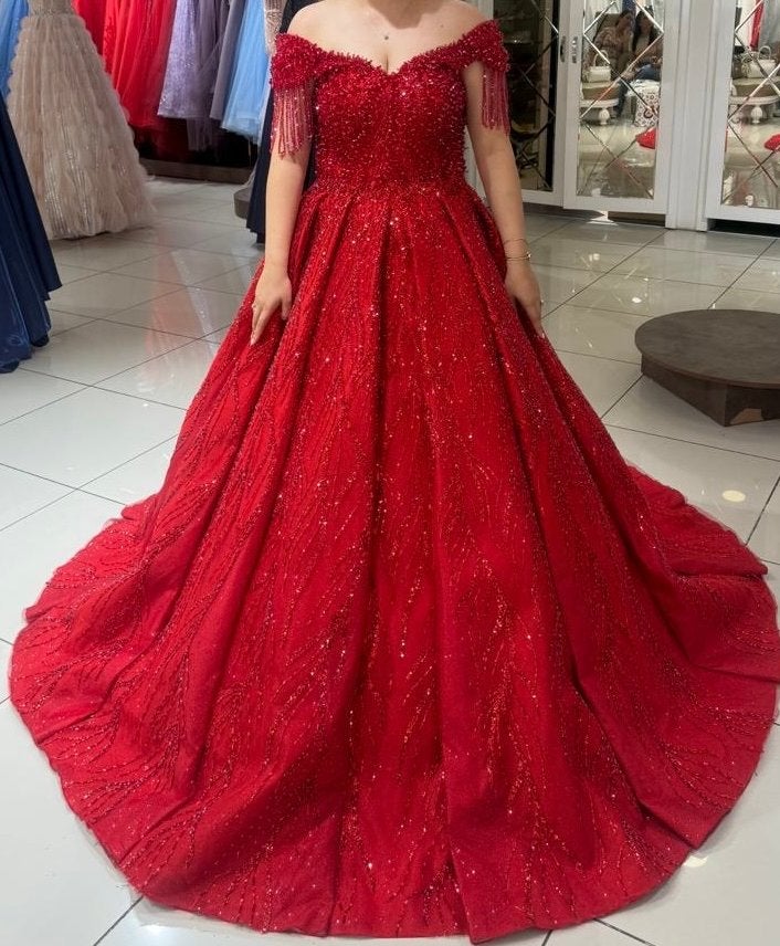 Rode Galajurk voor Hennafeest, Kleding | Dames, Gelegenheidskleding, Galajurk, Maat 42/44 (L), Ophalen of Verzenden, Zo goed als nieuw