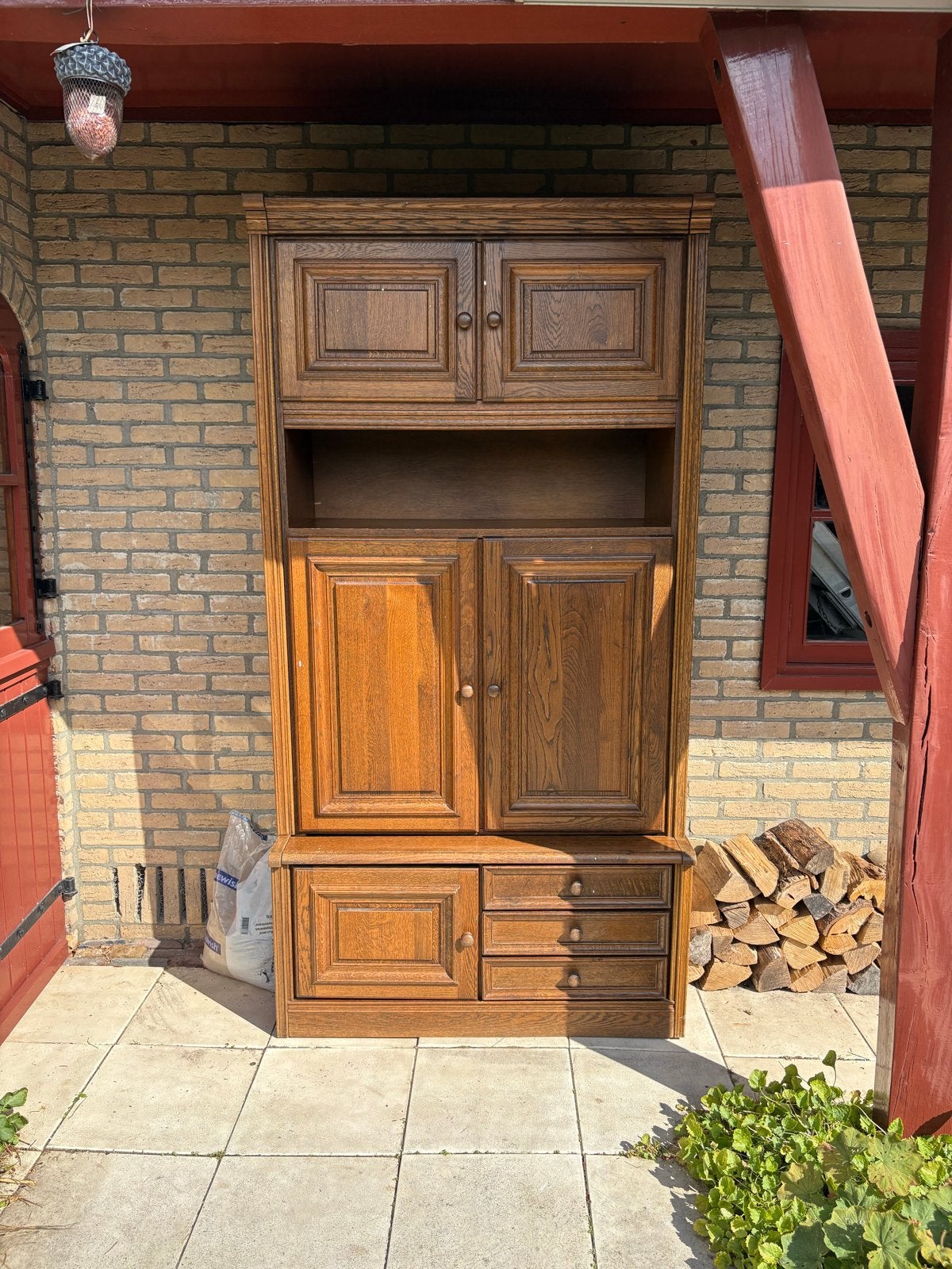 Robuuste Eiken Houten Kast met Lades en Opbergruimte, Huis en Inrichting, Ophalen, Gebruikt, 100 tot 150 cm, 200 cm of meer