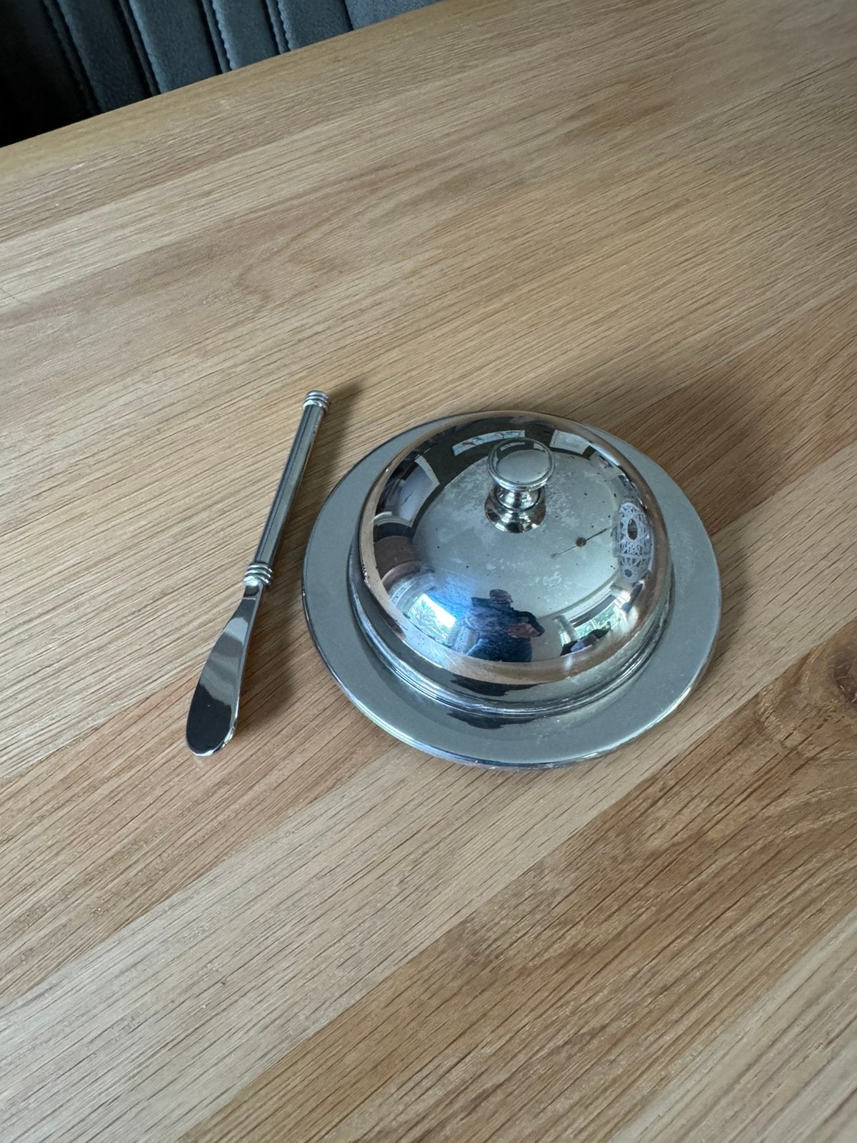Zilver plated botervloot, mesje en kommetje, Ophalen of Verzenden, Zilver
