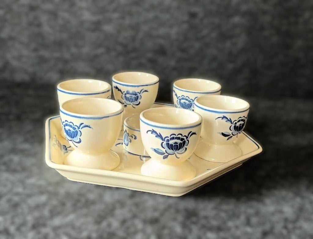 Antieke Art Deco eierdopjesset Annaburg Steingut jaren '20, Antiek en Kunst, Ophalen of Verzenden