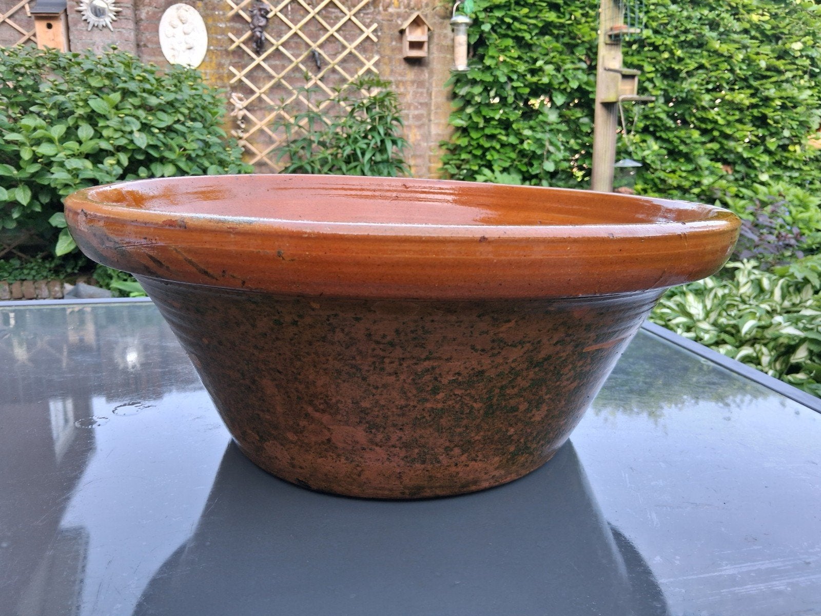 Grote lichtbruine schaal/pot, Ophalen of Verzenden, Rond, Aardewerk