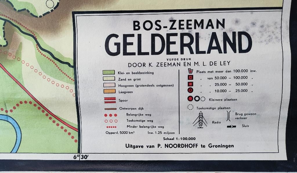 schoolkaart Gelderland, Ophalen of Verzenden, Aardrijkskunde