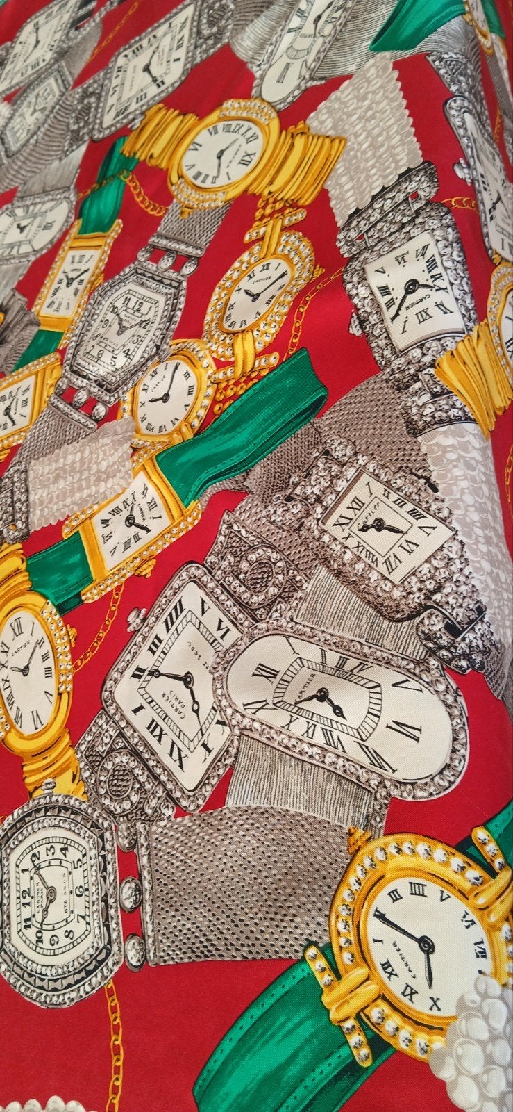 Cartier Must de Cartier Zijden Sjaal met Horloge Print, Cartier, Ophalen of Verzenden, Zo goed als nieuw
