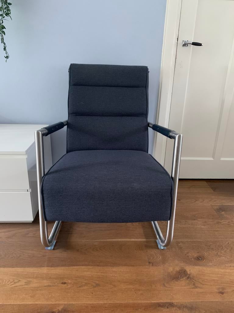 Fauteuil stoel donkerblauw Xooon, Ophalen, Zo goed als nieuw, 75 tot 100 cm, 50 tot 75 cm