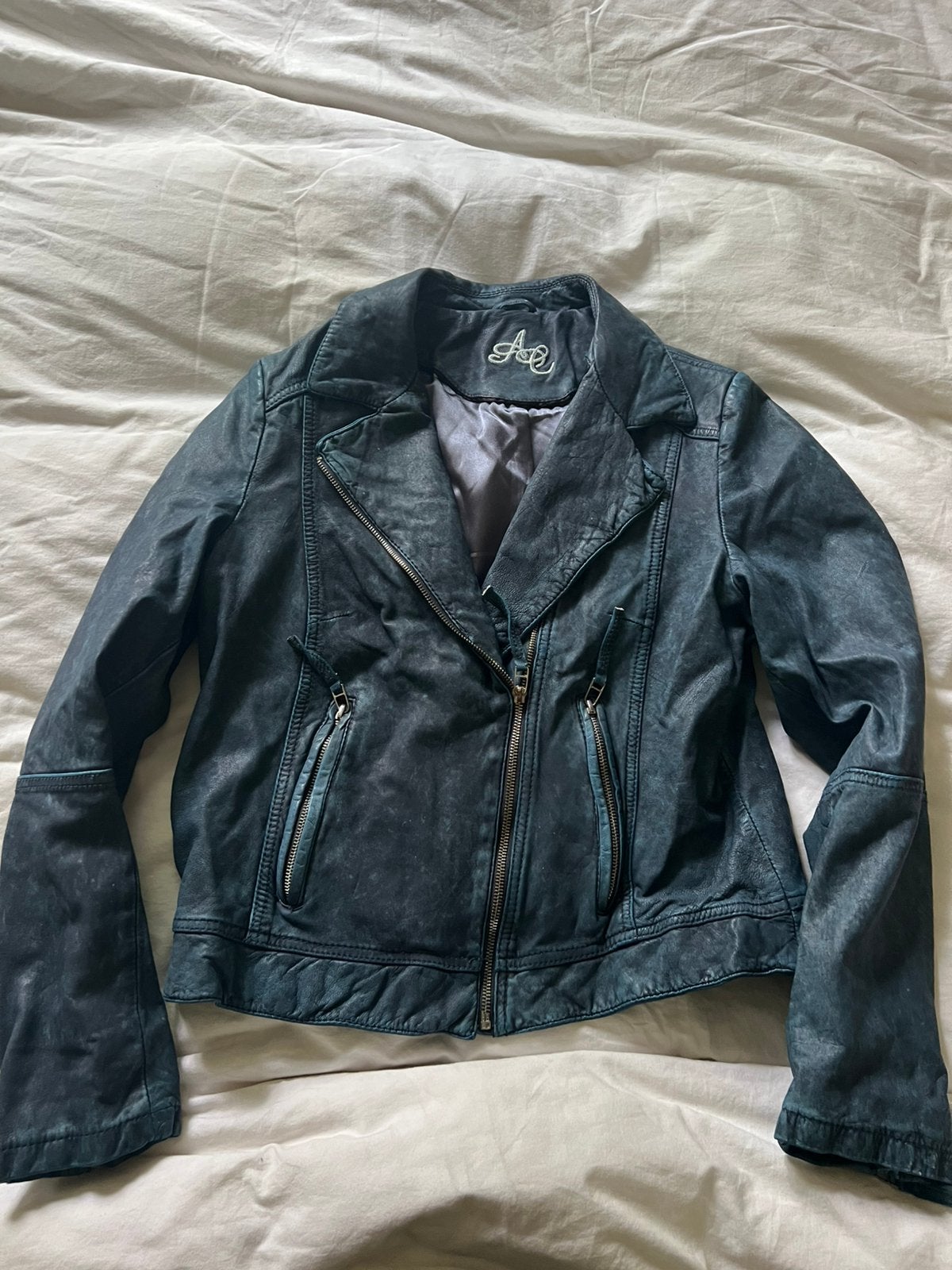 Arma leren jacket biker maat 42 44 46 bruin blauw, Ophalen of Verzenden, Zo goed als nieuw, Maat 38/40 (M), Geel