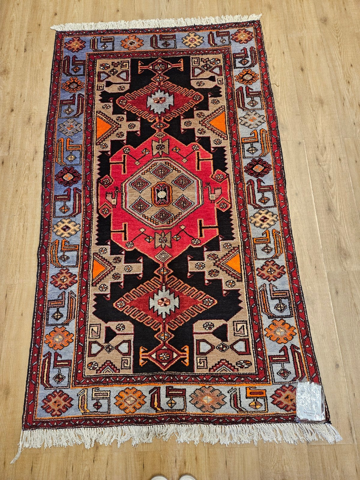 Vintage handgeknoopt perzisch tapijt hamadan 225x122, Info@SlatsAntiek.nl, Tweedehands, 100 tot 150 cm, Perzisch