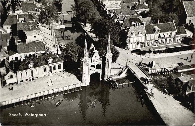 Sneek Waterpoort Aerocarto KLM gelopen met portzegel België, Verzenden, 1940 tot 1960, Gelopen, Friesland