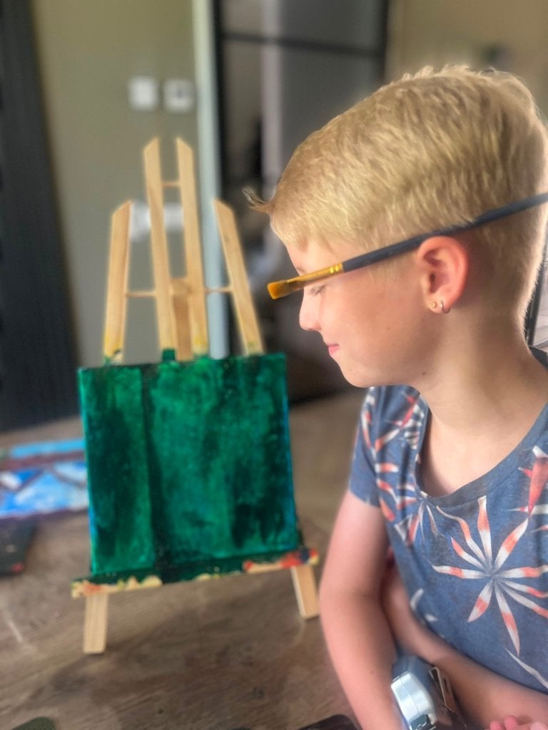 Groen, Zwart, Blauw, Antiek en Kunst, Kunst | Schilderijen | Klassiek, Acrylverf, Doek, Expressionistisch, Ophalen of Verzenden