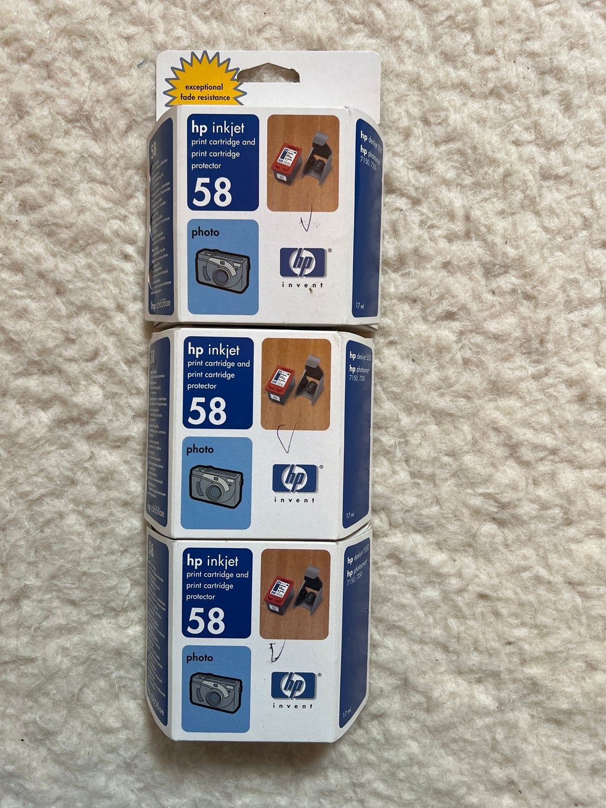 3x HP 58 Photo Cartridge - Nieuw in verpakking, Ophalen of Verzenden, Nieuw, Cartridge