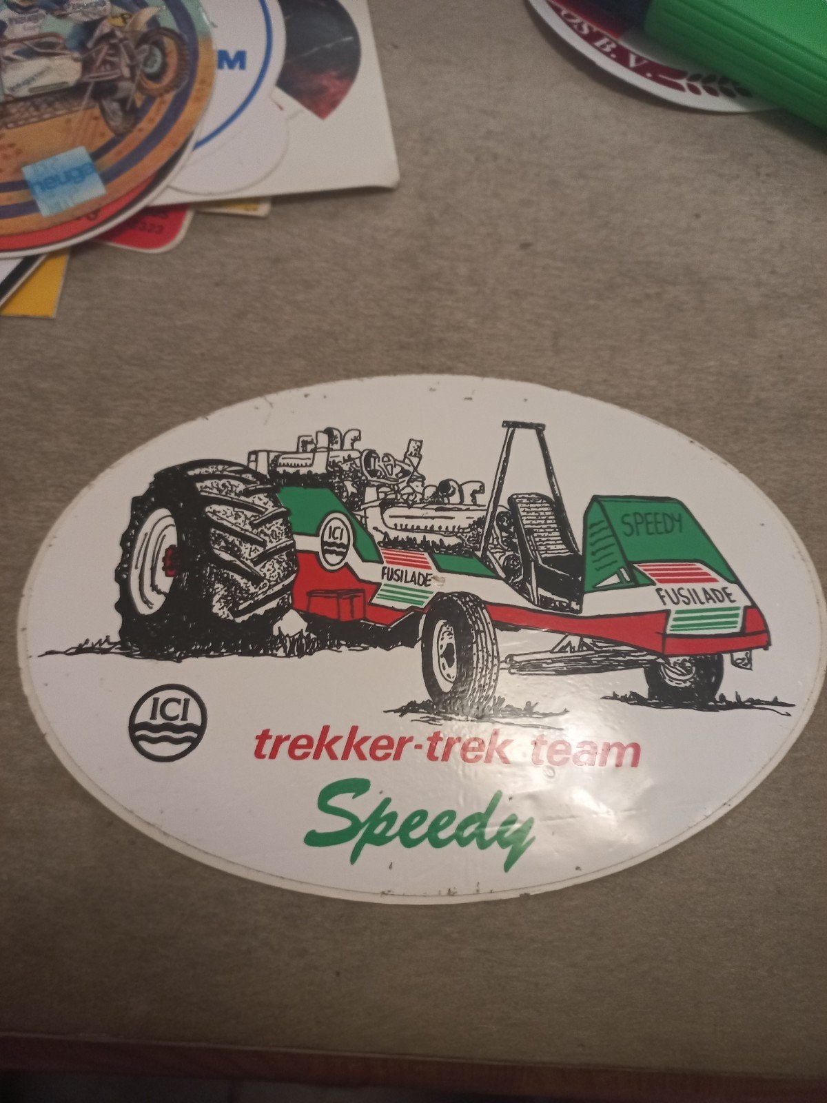 Vintage ICI trekker-trek team Speedy sticker, Ophalen of Verzenden, Gebruikt