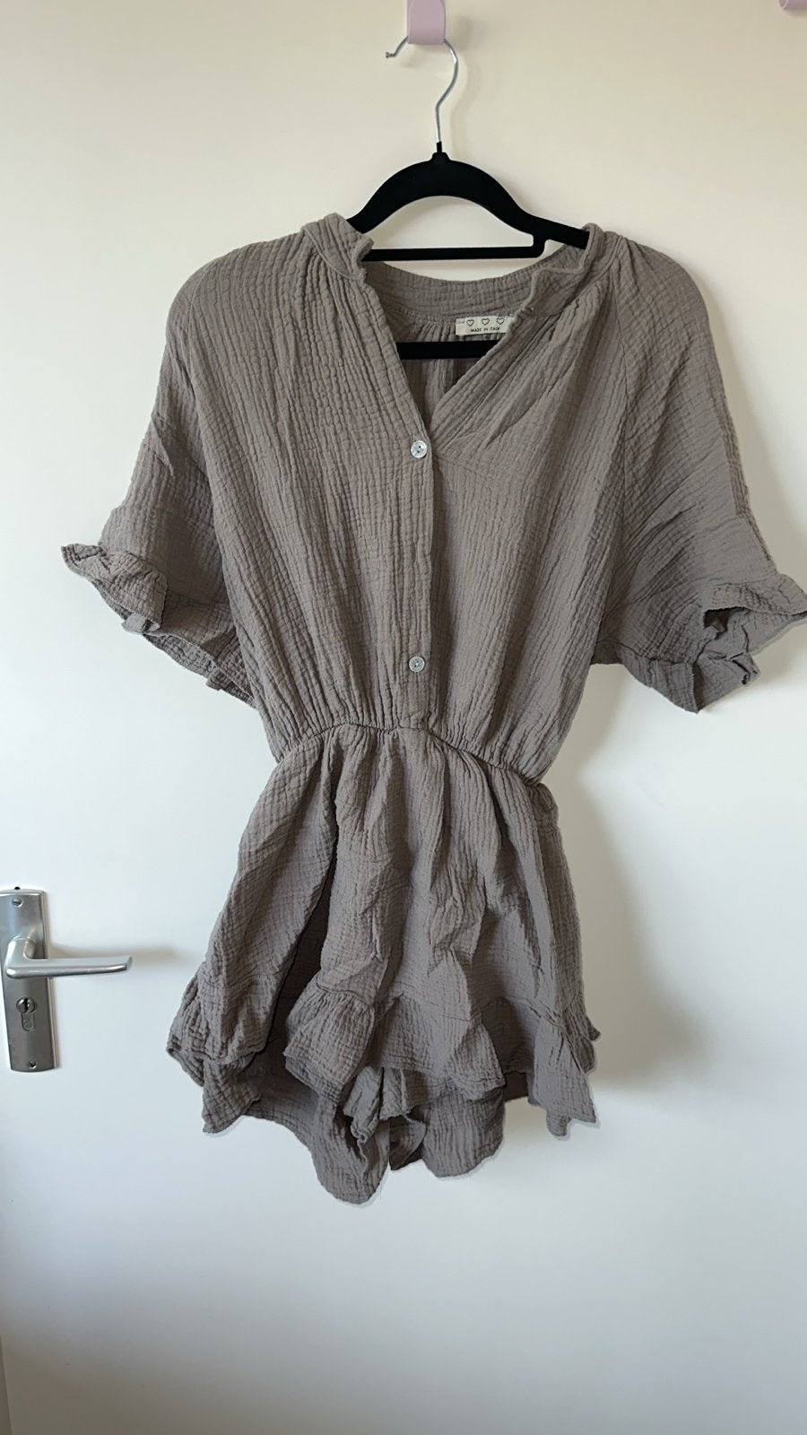 Mousseline Playsuit 100% Katoen, Kleding | Dames, Jurken, Maat 38/40 (M), Ophalen of Verzenden, Zo goed als nieuw, Grijs