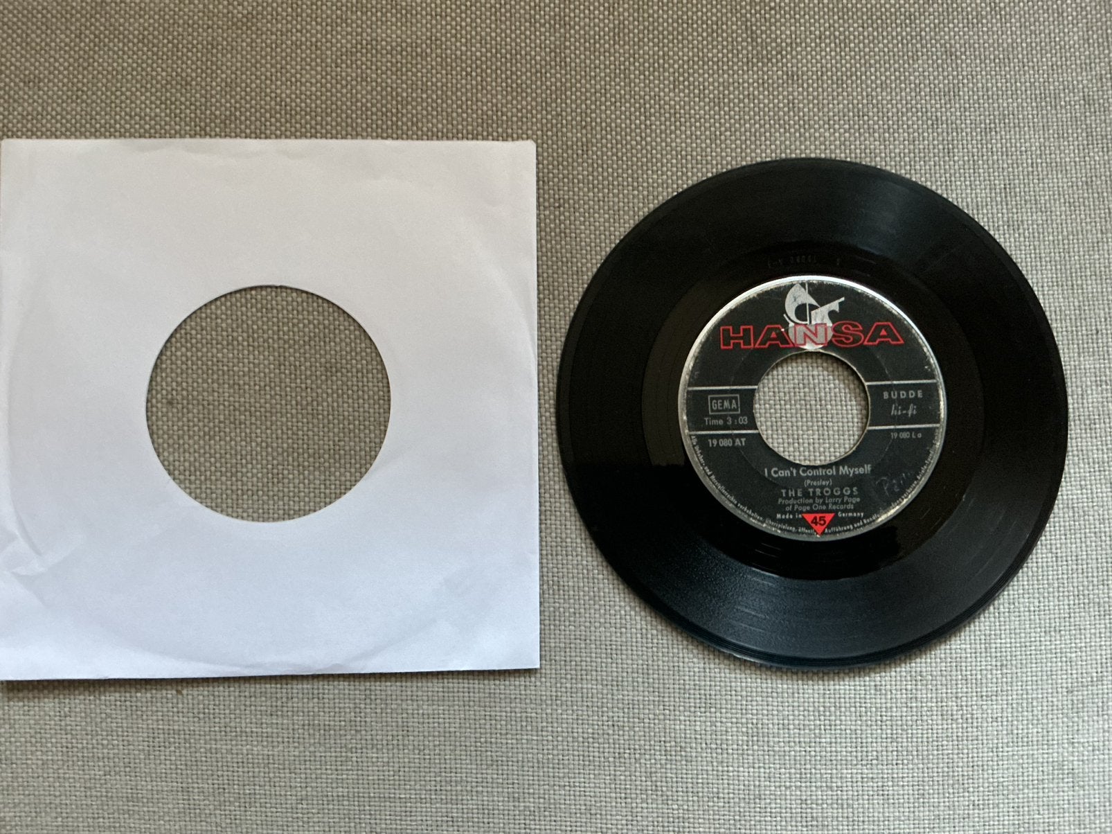 The Troggs single vinyl. I can’t control myself., Cd's en Dvd's, Vinyl Singles, Ophalen of Verzenden, Gebruikt, Pop