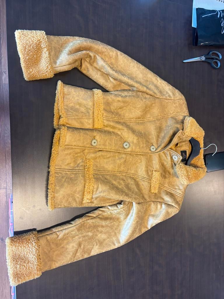 Gele leren lammycoat met teddy voering!, Ophalen, Nieuw, Maat 38/40 (M), Geel